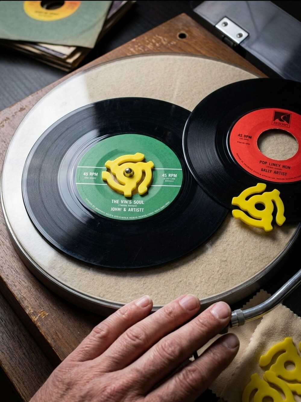 Adapter Inserts for 7" 45 RPM Records Yellow Plastic - Picture 1 of 4